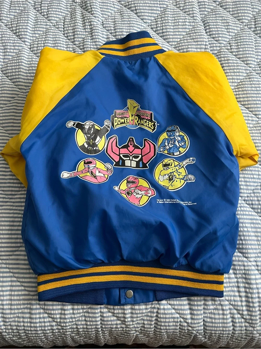 Power Ranger Kids Blue and Yellow Varsity Jacket VINTAGE 90’s